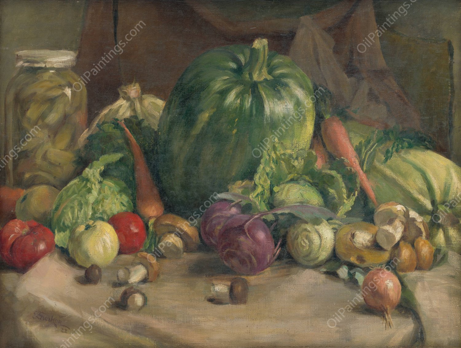 Still Life With Vegetables  by Ladislav Treskon - Hand-Painted Oil Painting Reproduction