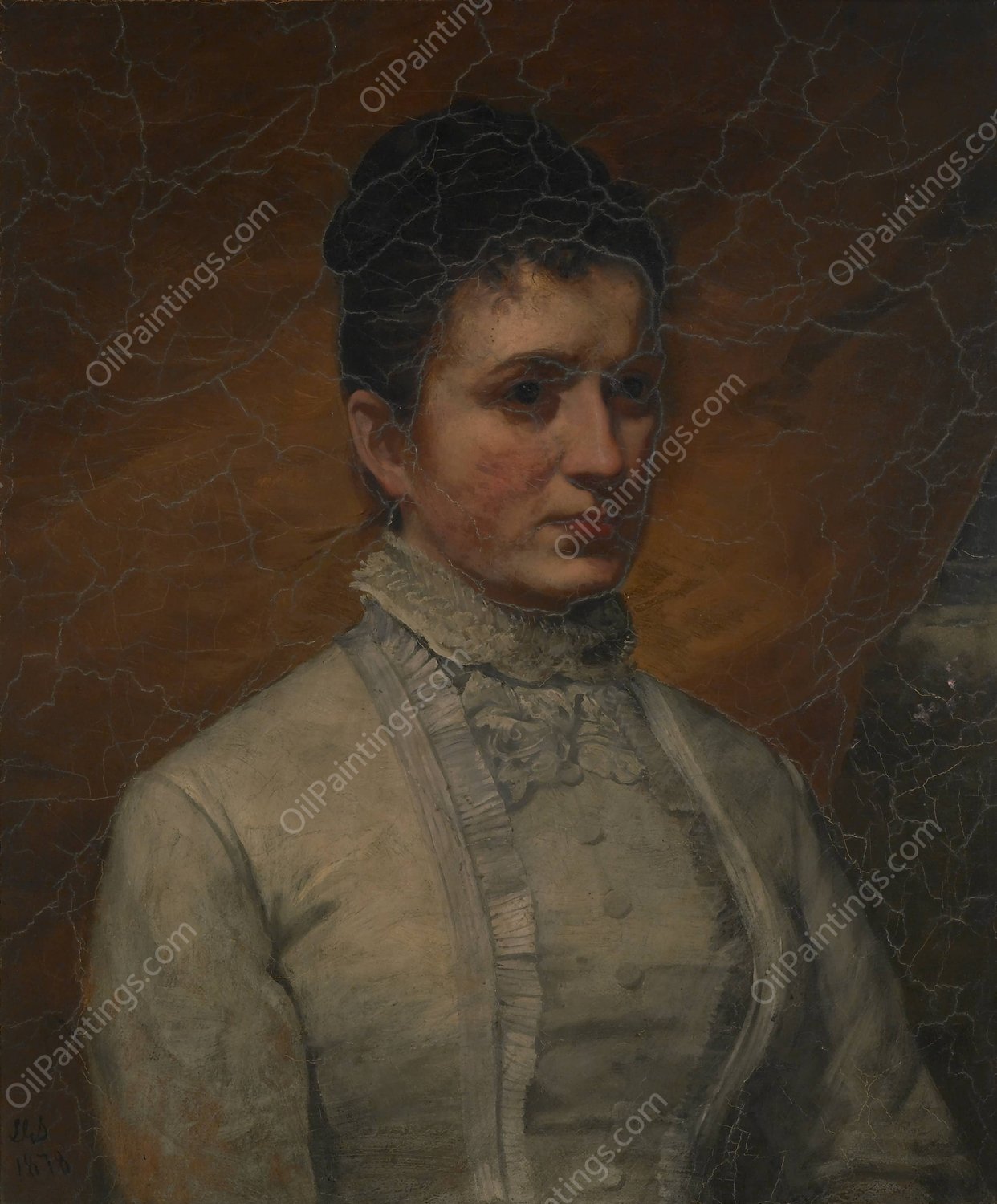 Portrait of a Lady  by Lars Gustaf Sellstedt - Hand-Painted Oil Painting Reproduction