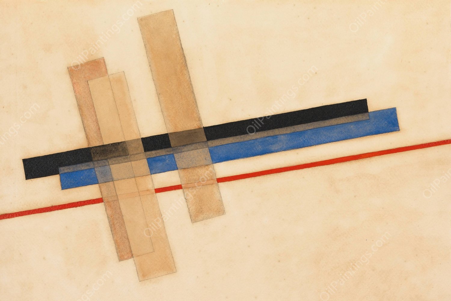 Komposition  by Laszlo Moholy-Nagy - Hand-Painted Oil Painting Reproduction