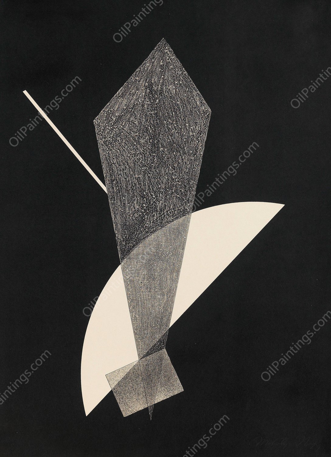 Konstruktion V  by Laszlo Moholy-Nagy - Hand-Painted Oil Painting Reproduction