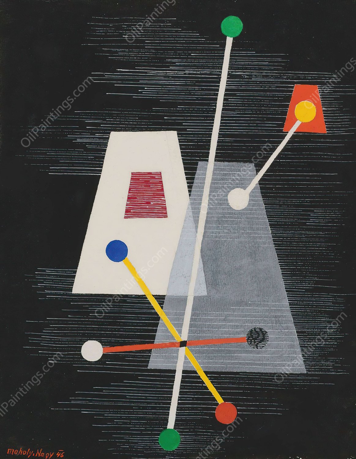 Truncated Pyramids  by Laszlo Moholy-Nagy - Hand-Painted Oil Painting Reproduction