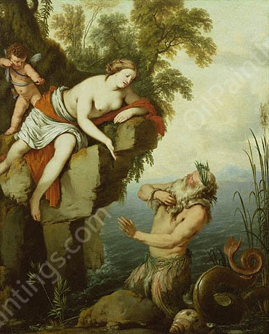 Nymph and Triton by Laurent De La Hire - Hand-Painted Oil Painting Reproduction