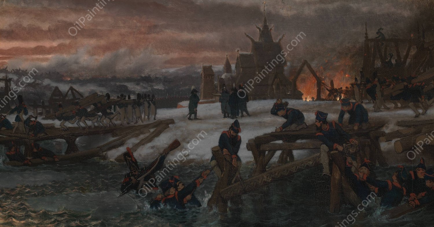 Captain Benthien on the Beresina, Anno 1812  by Lawrence Alma-Tadema - Hand-Painted Oil Painting Reproduction