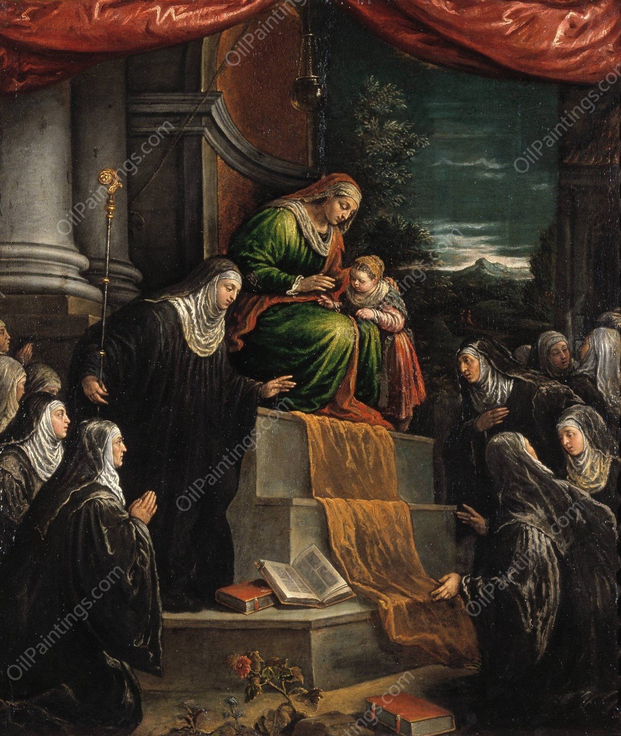 St Anne and the Infant St Mary by Leandro Bassano - Hand-Painted Oil Painting Reproduction