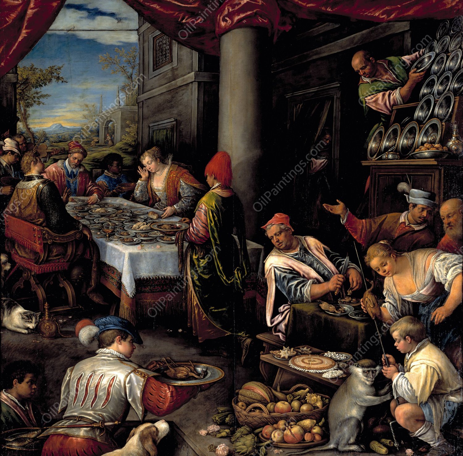The Feast of Anthony and Cleopatra by Leandro Bassano - Hand-Painted Oil Painting Reproduction