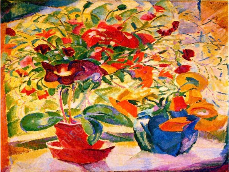 Flowers on Windowsill also known as Cubist Houseplants by Leo Gestel - Hand-Painted Oil Painting Reproduction
