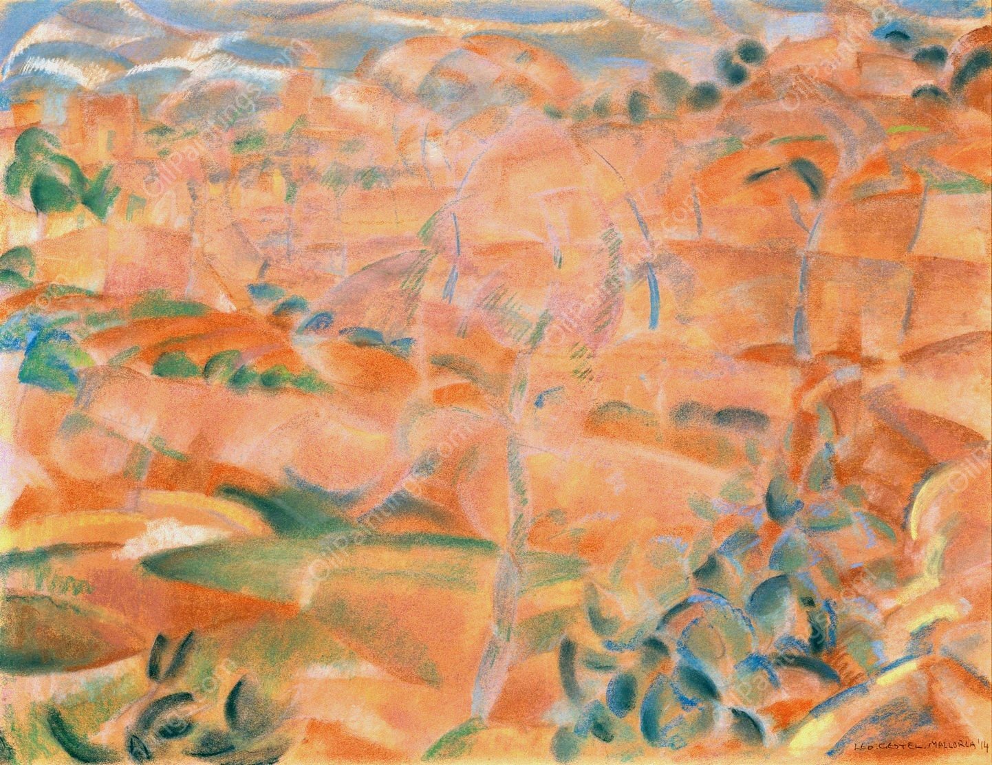 Landschap op Mallorca  by Leo Gestel - Hand-Painted Oil Painting Reproduction