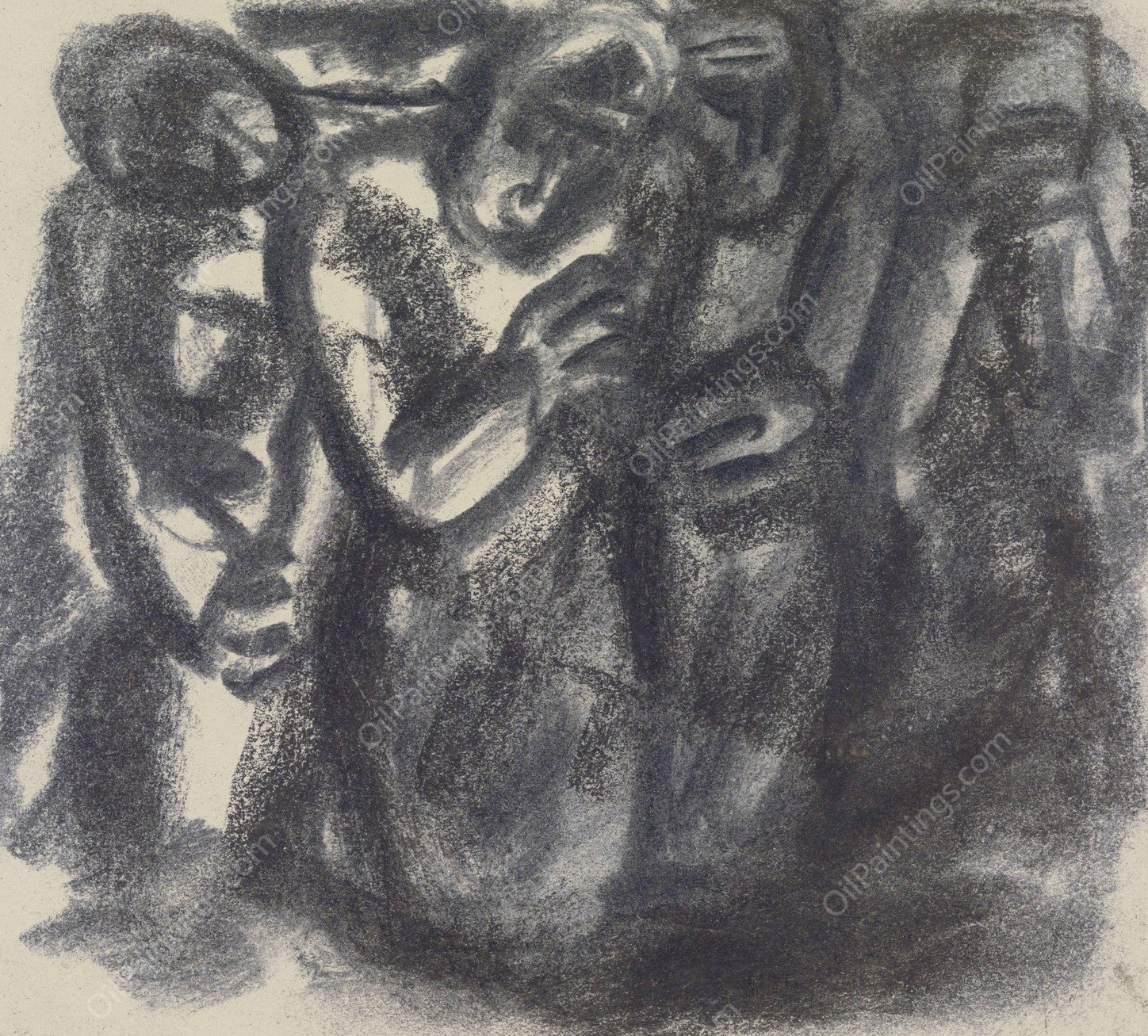 Schets van een groep mensen  by Leo Gestel - Hand-Painted Oil Painting Reproduction