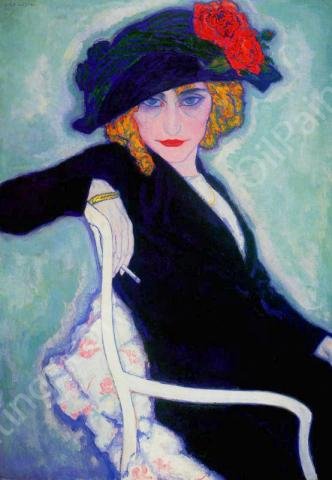 Woman with Cigarette Hat also known as Portrait of Lisette w Cigarette by Leo Gestel - Hand-Painted Oil Painting Reproduction