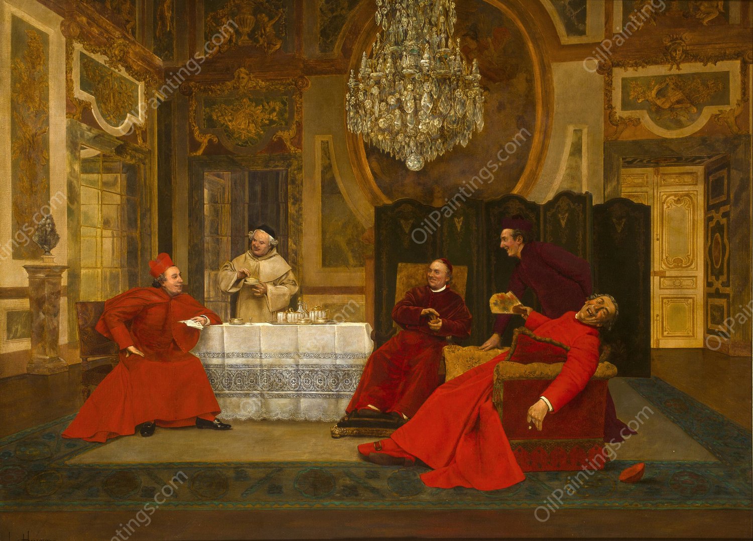 Entre Intimes by Leo Herrmann - Hand-Painted Oil Painting Reproduction