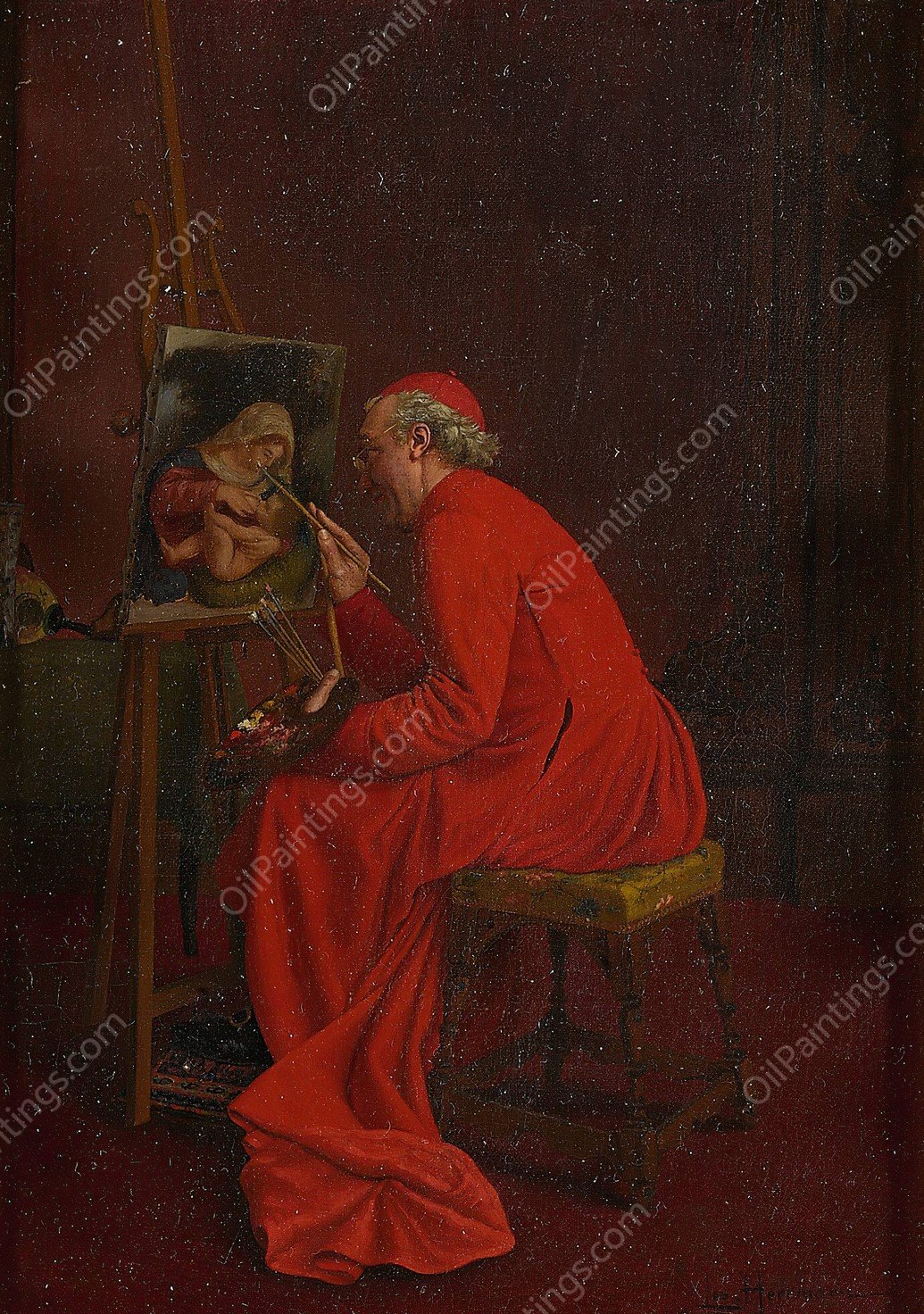 Painting A Madonna by Leo Herrmann - Hand-Painted Oil Painting Reproduction