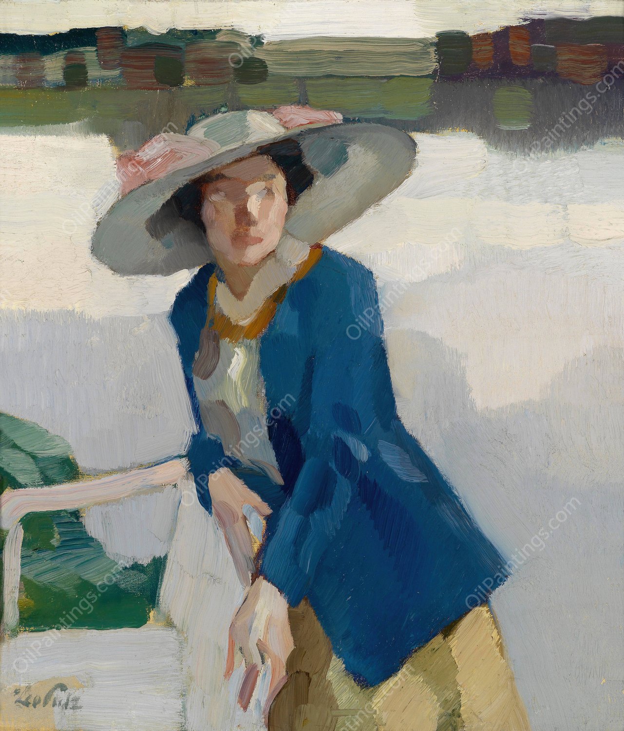 Frieda am Langenburger See  by Leo Putz - Hand-Painted Oil Painting Reproduction