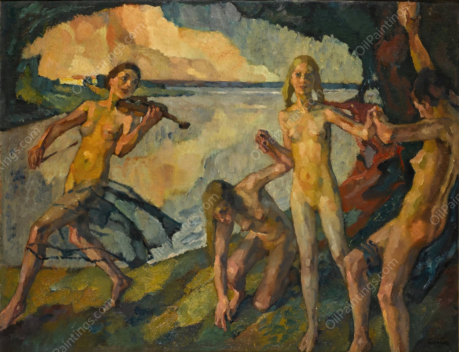 Junges Leben  by Leo Putz - Hand-Painted Oil Painting Reproduction