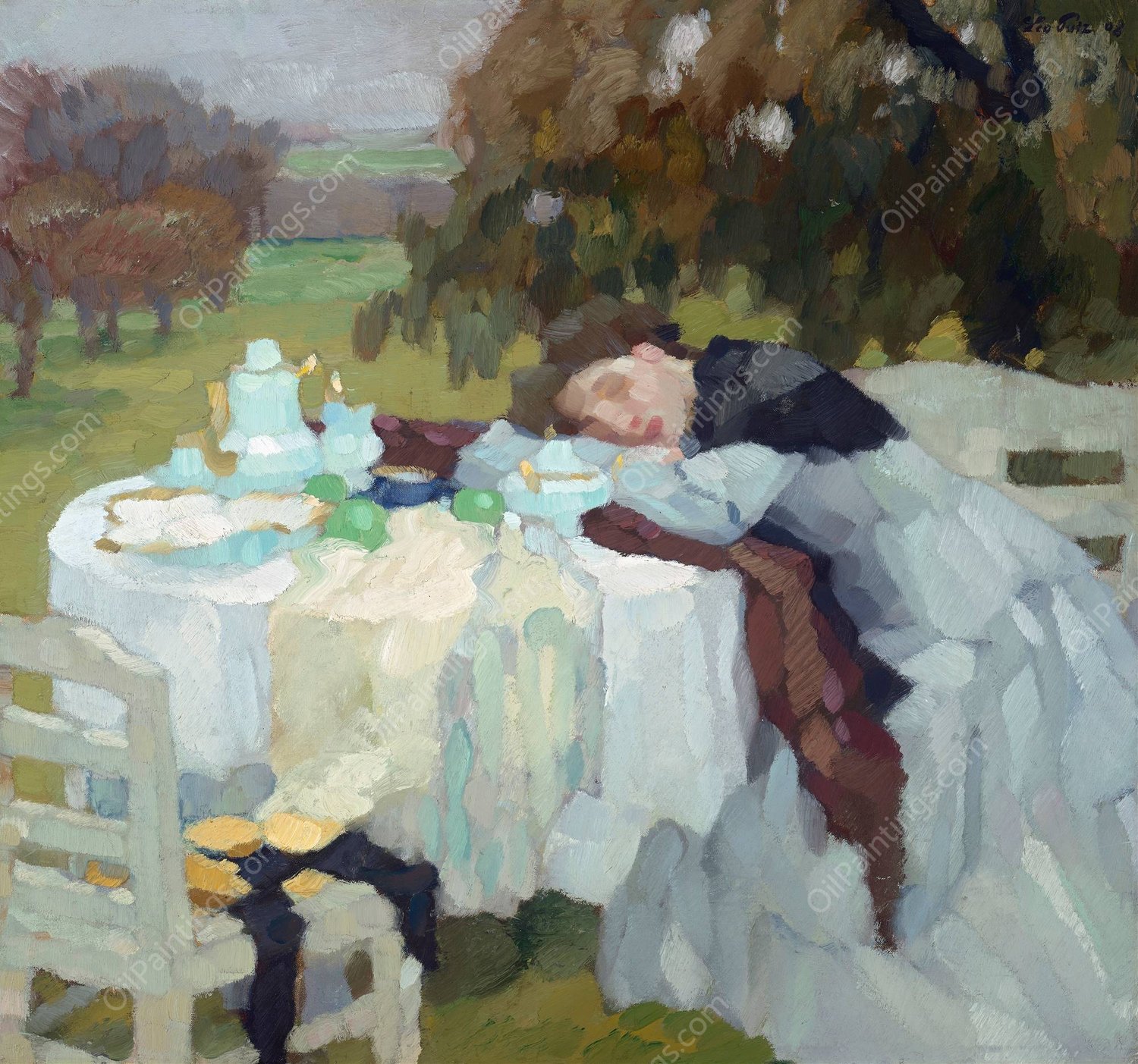 Late autumn  by Leo Putz - Hand-Painted Oil Painting Reproduction