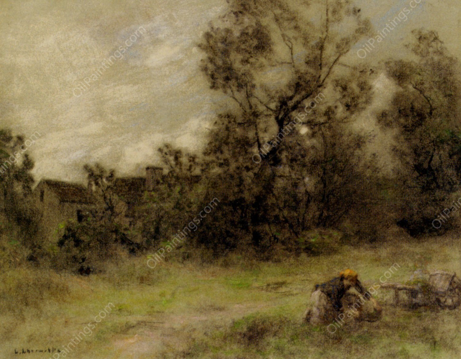 La Coupeuse dHerbes by Leon-Augustin L'Hermitte - Hand-Painted Oil Painting Reproduction