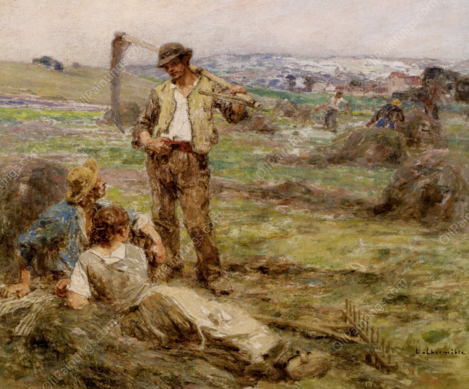 Repos Pendant la Fenaison by Leon-Augustin L'Hermitte - Hand-Painted Oil Painting Reproduction