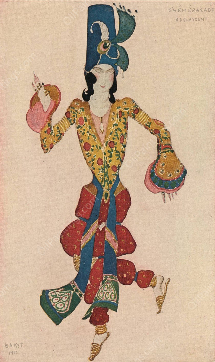 Adolescent in 'Scheherazade' by Leon Bakst - Hand-Painted Oil Painting Reproduction