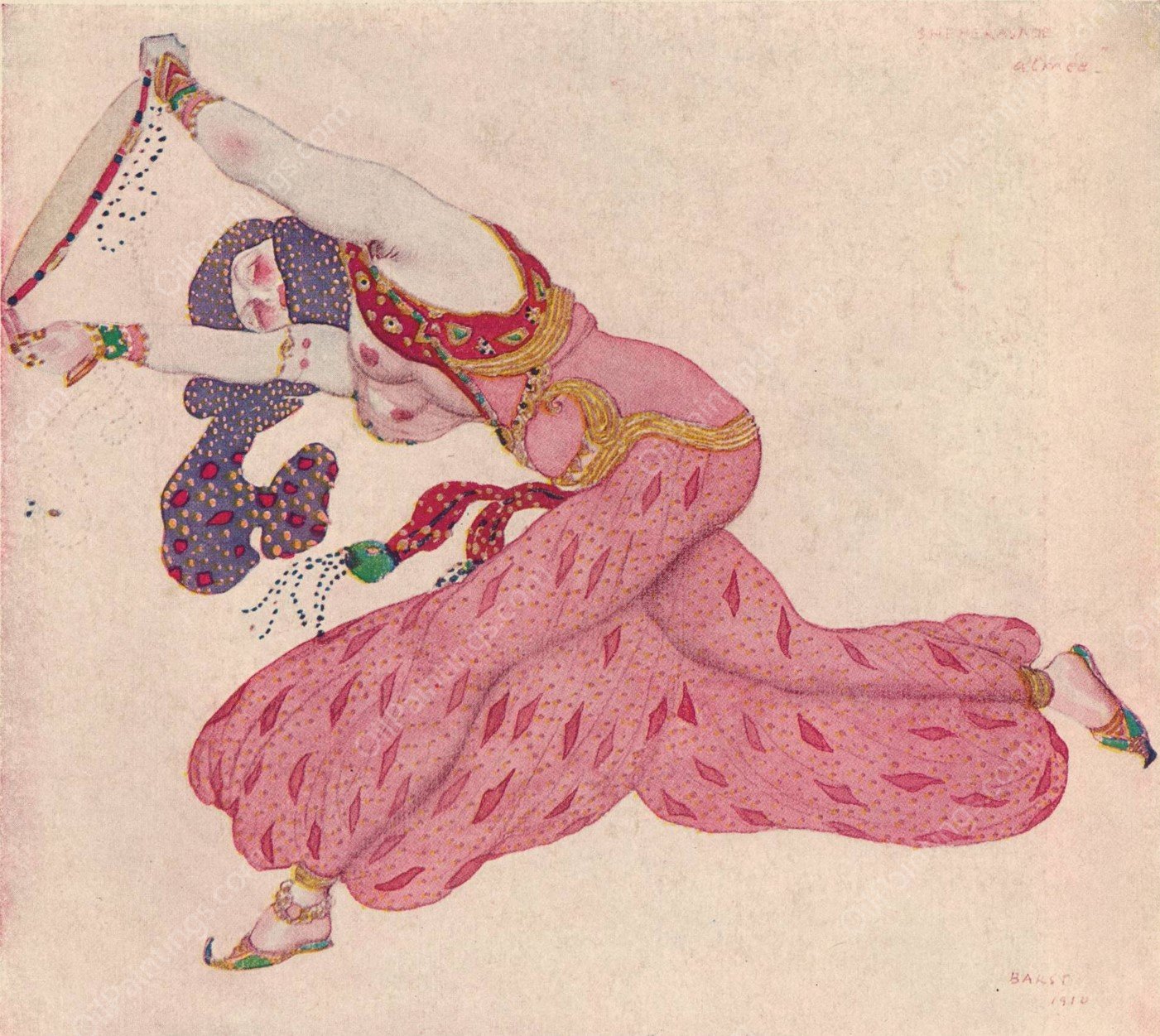 Almee in 'Scheherazade' by Leon Bakst - Hand-Painted Oil Painting Reproduction