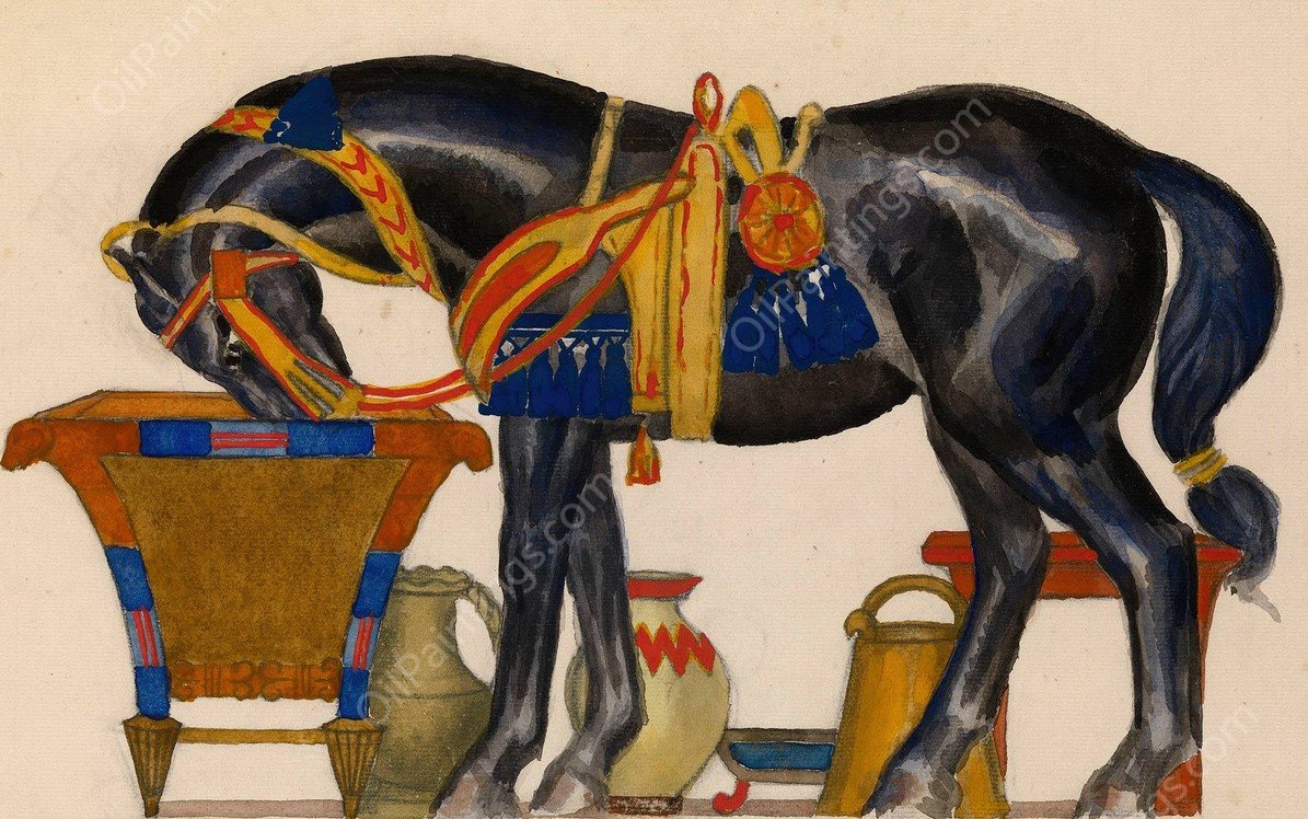Cheval s'abreuvant by Leon Bakst - Hand-Painted Oil Painting Reproduction