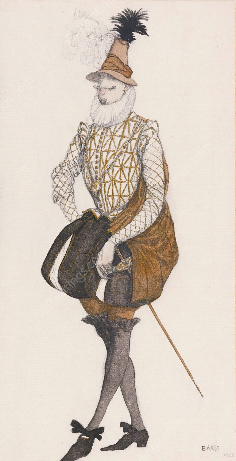 Costume Design For Prince Espagnol From The Ballet The Sleeping Beauty  by Leon Bakst - Hand-Painted Oil Painting Reproduction