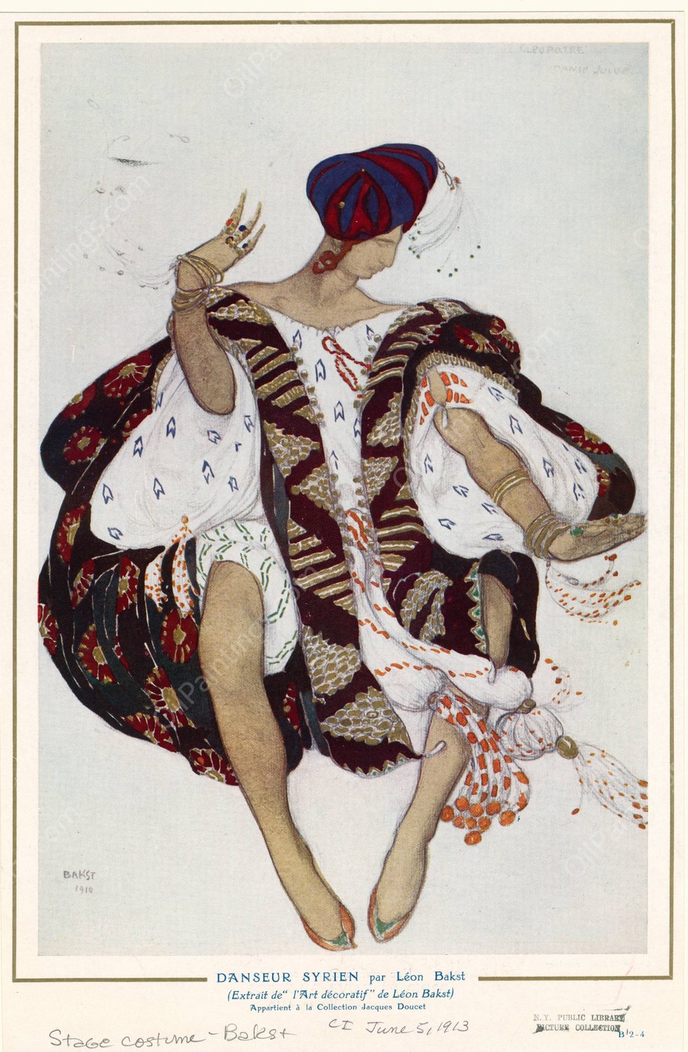 Danseur Syrien par Leon Bakst  by Leon Bakst - Hand-Painted Oil Painting Reproduction