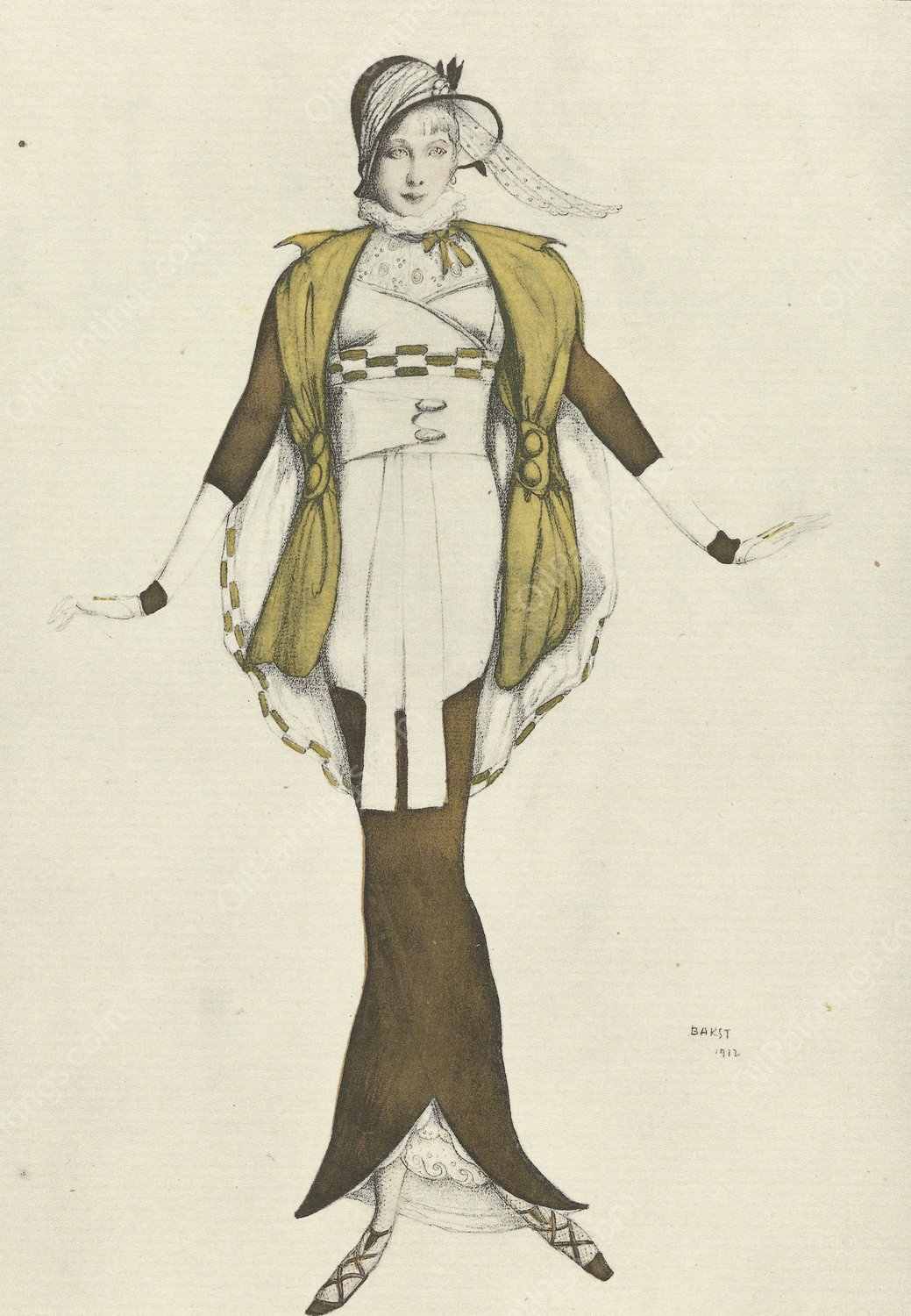 Philomele / Robe de Bakst realisee par Paquin  by Leon Bakst - Hand-Painted Oil Painting Reproduction