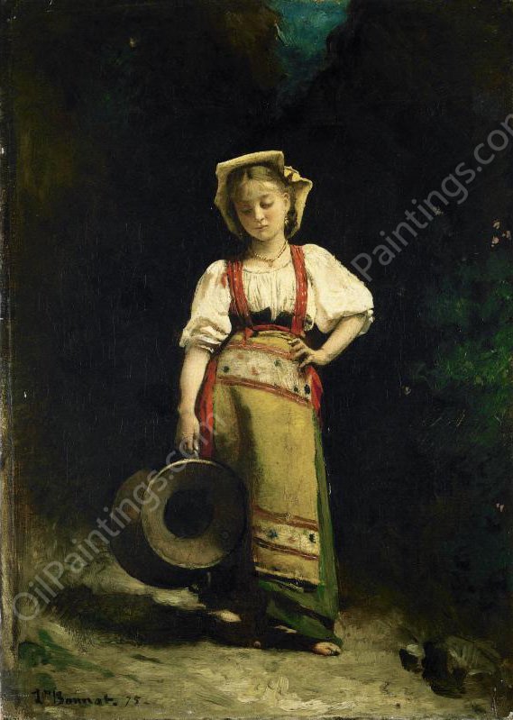 Italian Girl with a Jug by Leon Bonnat - Hand-Painted Oil Painting Reproduction