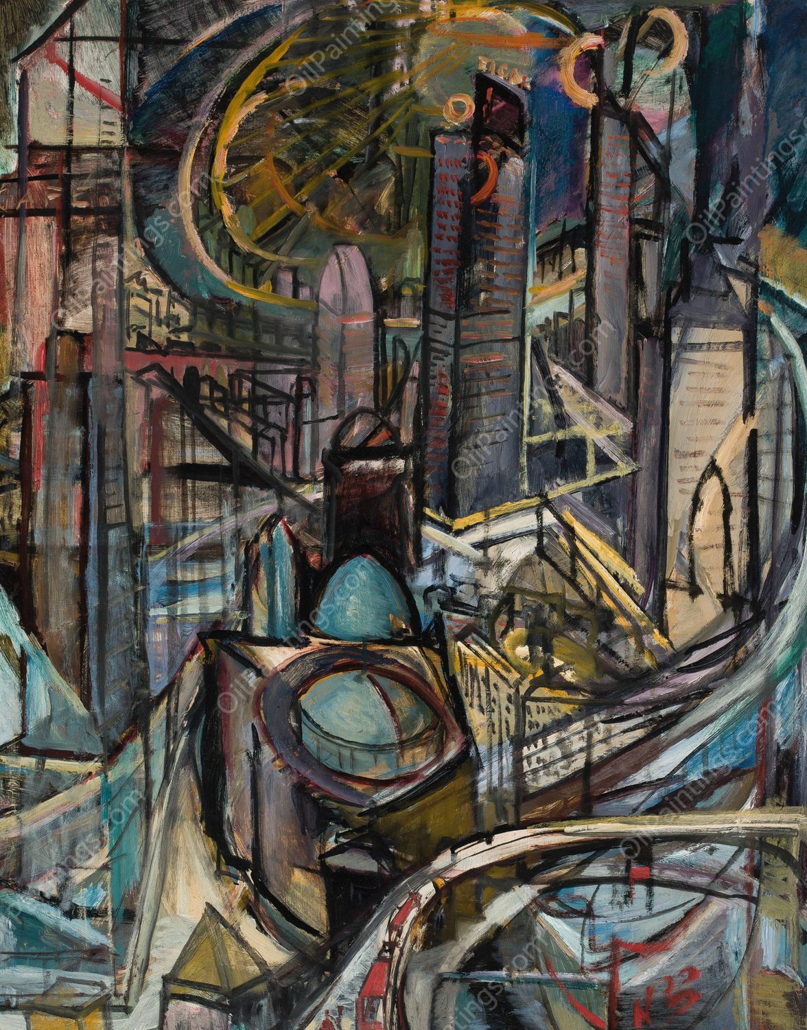 Miasto fabryczne  by Leon Chwistek - Hand-Painted Oil Painting Reproduction