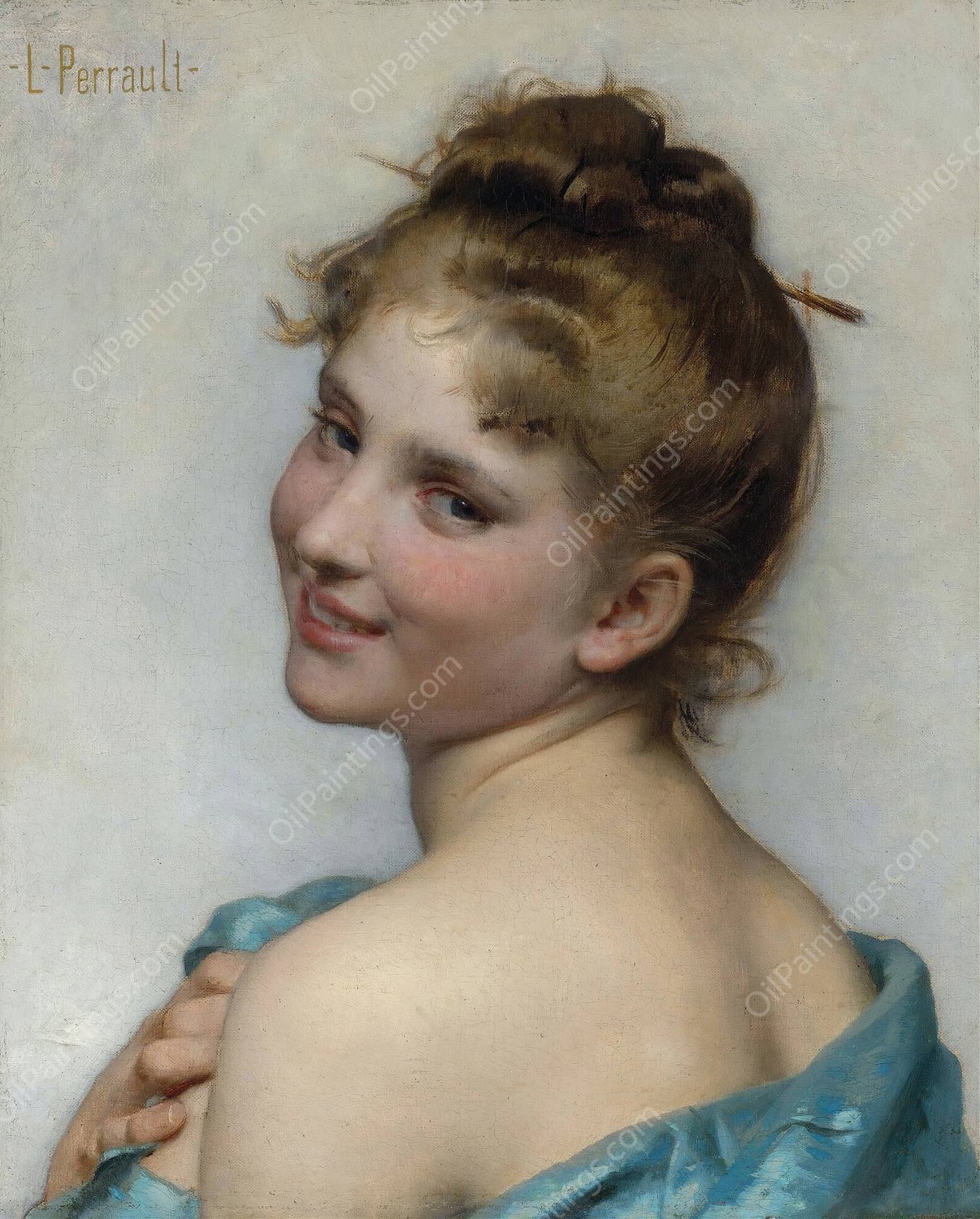 A Young Beauty by Leon-Jean-Basile Perrault - Hand-Painted Oil Painting Reproduction