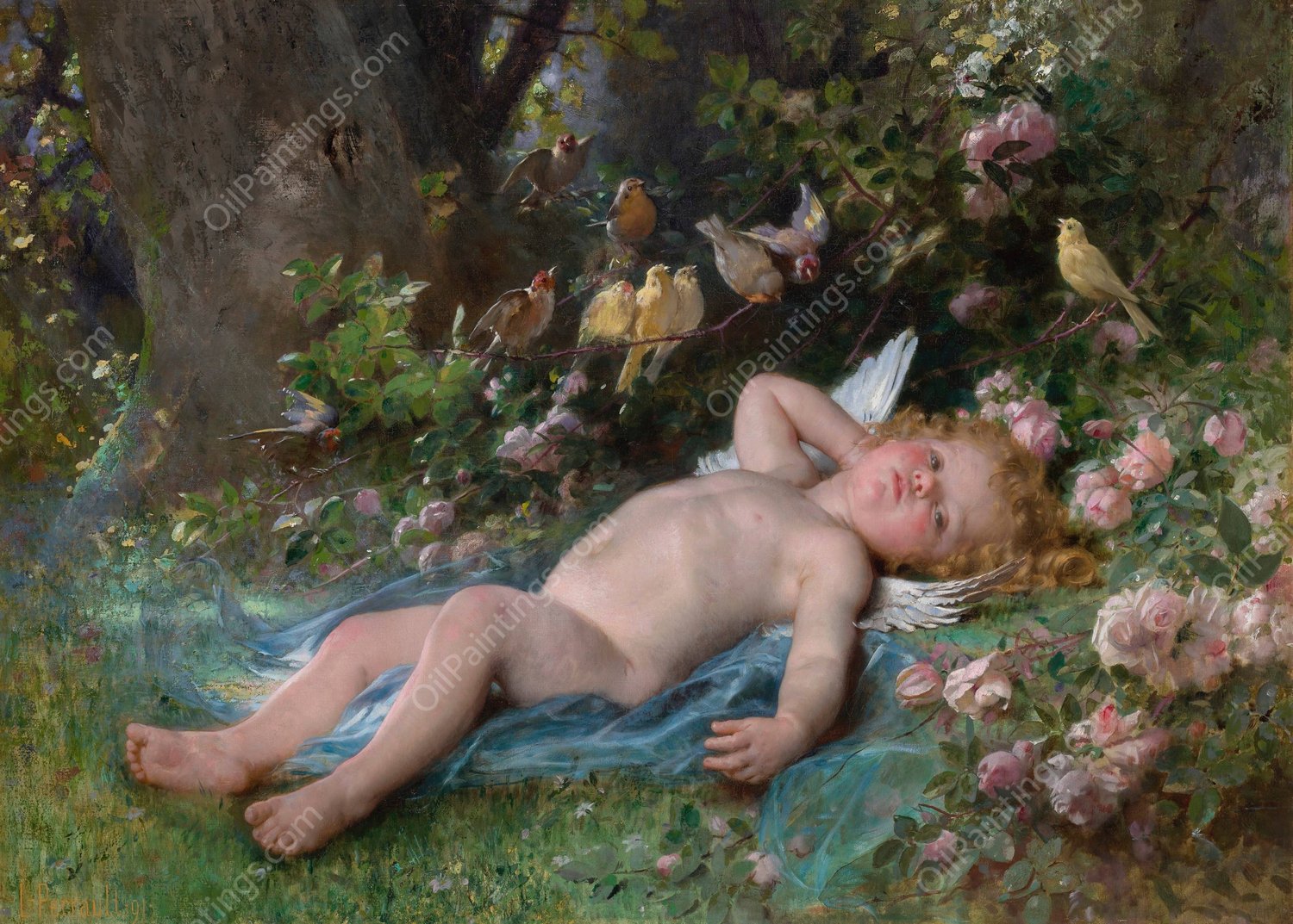 Le reveil de l'amour  by Leon-Jean-Basile Perrault - Hand-Painted Oil Painting Reproduction