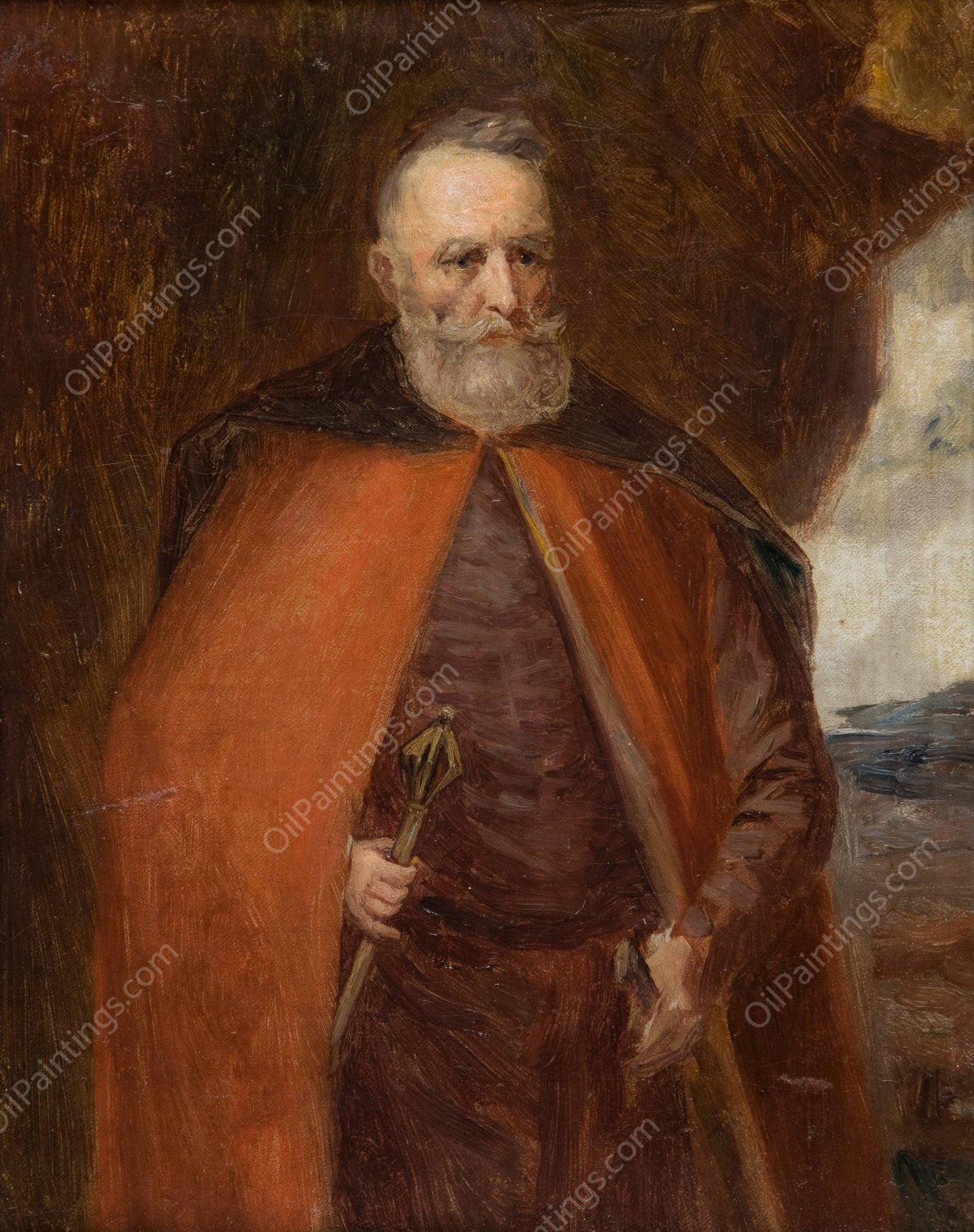 Portrait of Jan Karol Chodkiewicz - Study  by Leon Kaplinski - Hand-Painted Oil Painting Reproduction