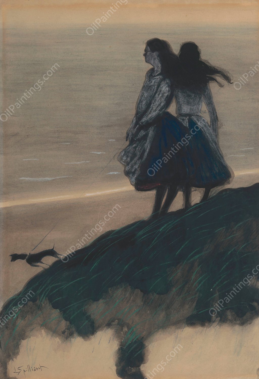 Girls on a Dune by Leon Spilliaert - Hand-Painted Oil Painting Reproduction