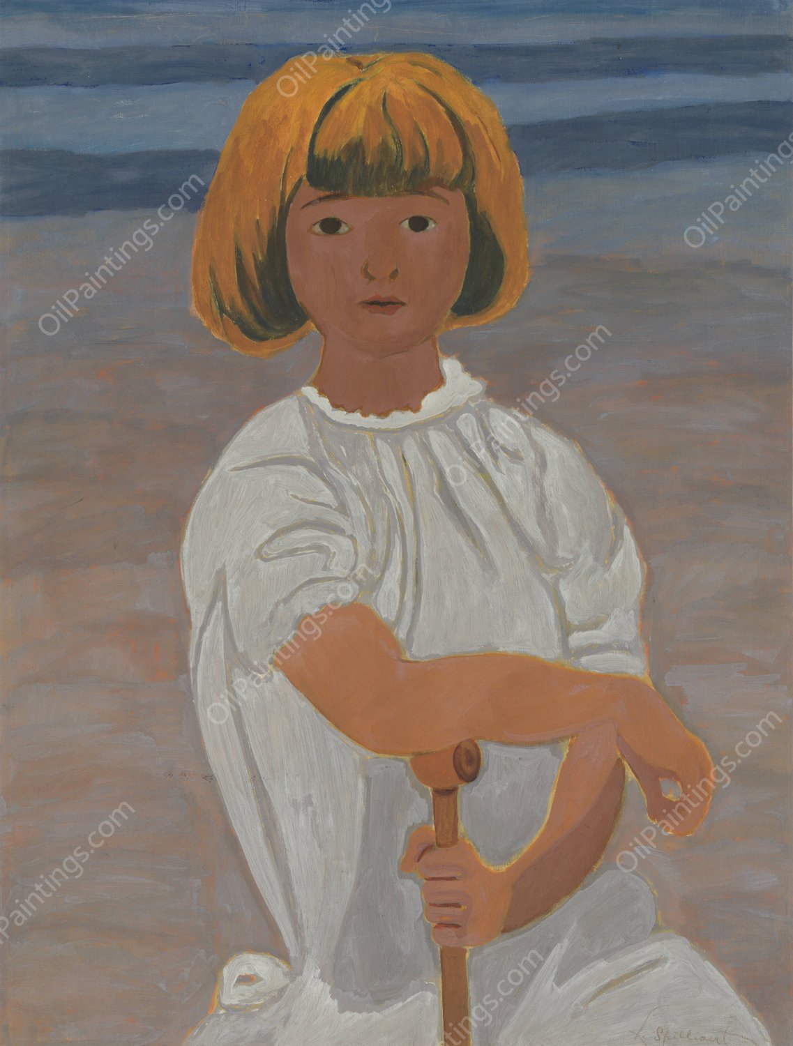 Jong meisje op het strand  by Leon Spilliaert - Hand-Painted Oil Painting Reproduction