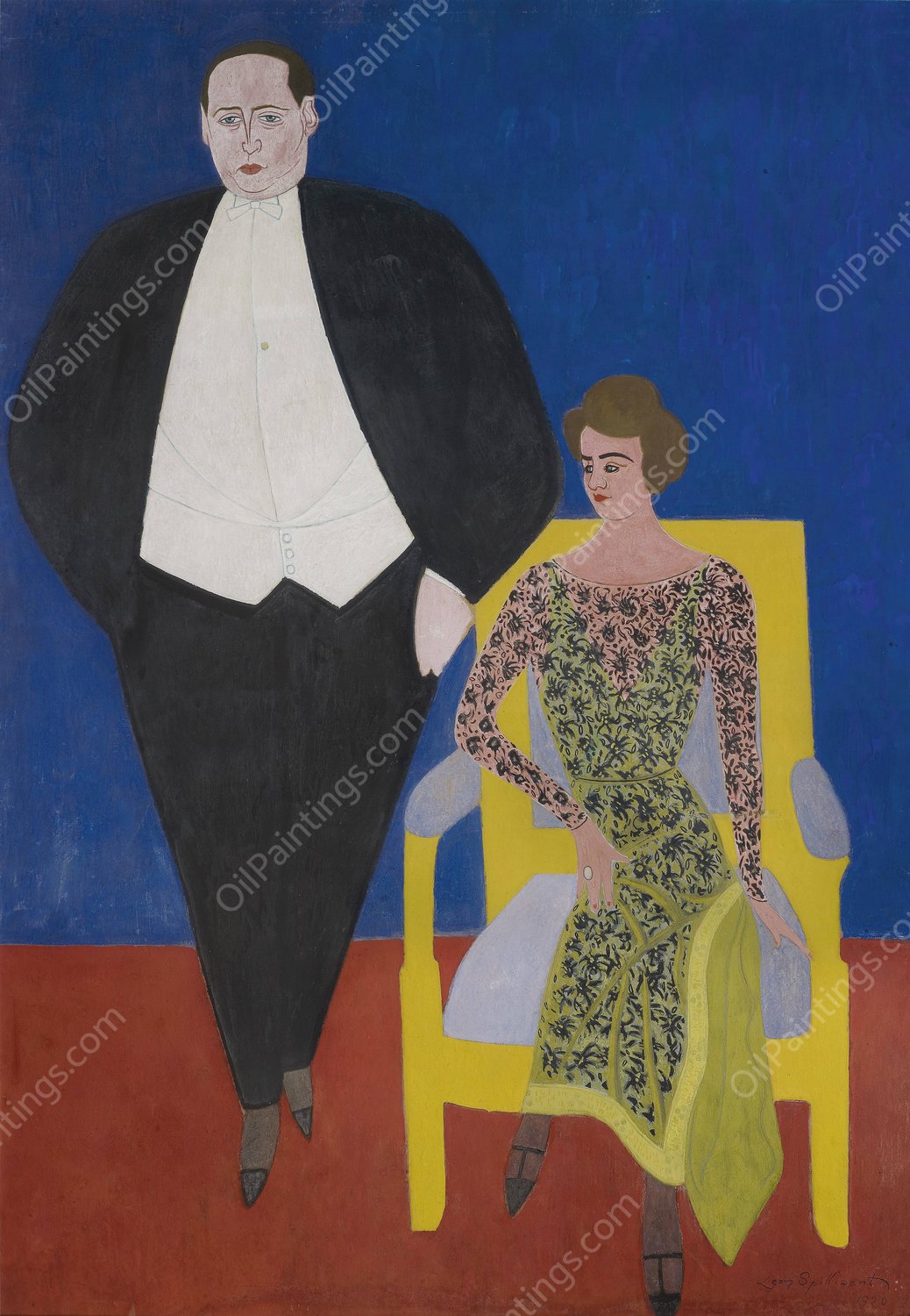 Portrait of Gustave en Norine Van Hecke  by Leon Spilliaert - Hand-Painted Oil Painting Reproduction