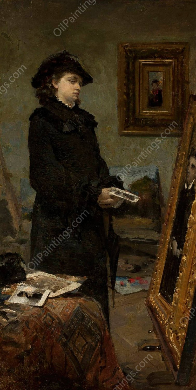 In the Painter's Studio  by Leon Wyczolkowski - Hand-Painted Oil Painting Reproduction