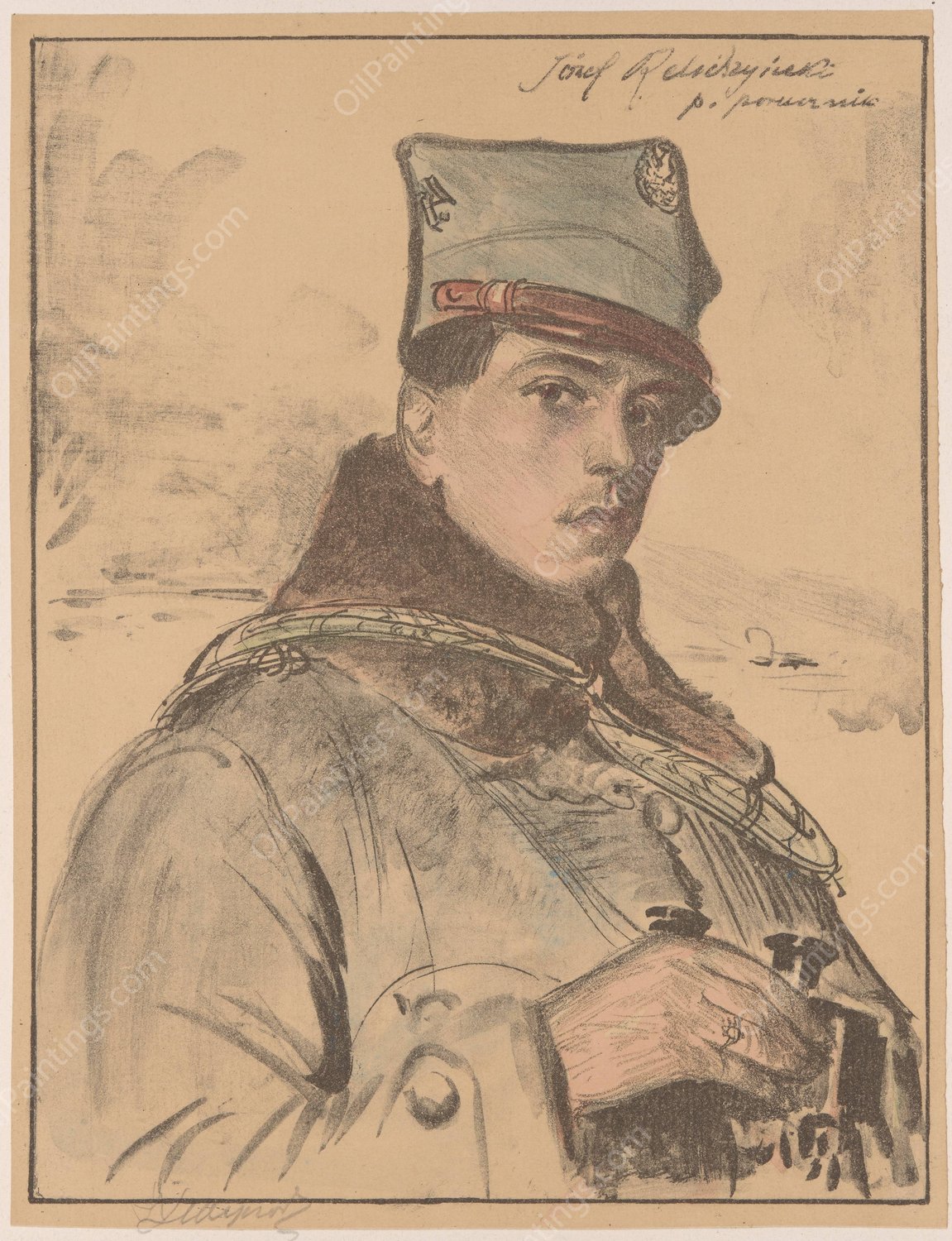 Jozef Relidzynski, second lieutenant  by Leon Wyczolkowski - Hand-Painted Oil Painting Reproduction