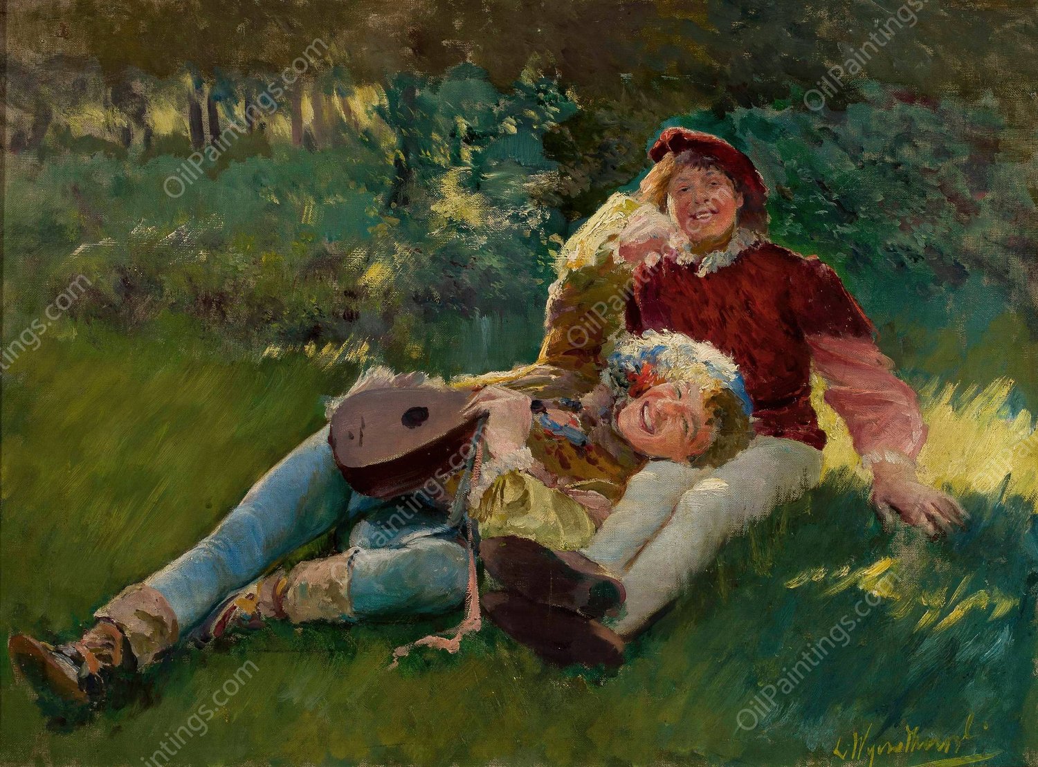 Merry children  by Leon Wyczolkowski - Hand-Painted Oil Painting Reproduction