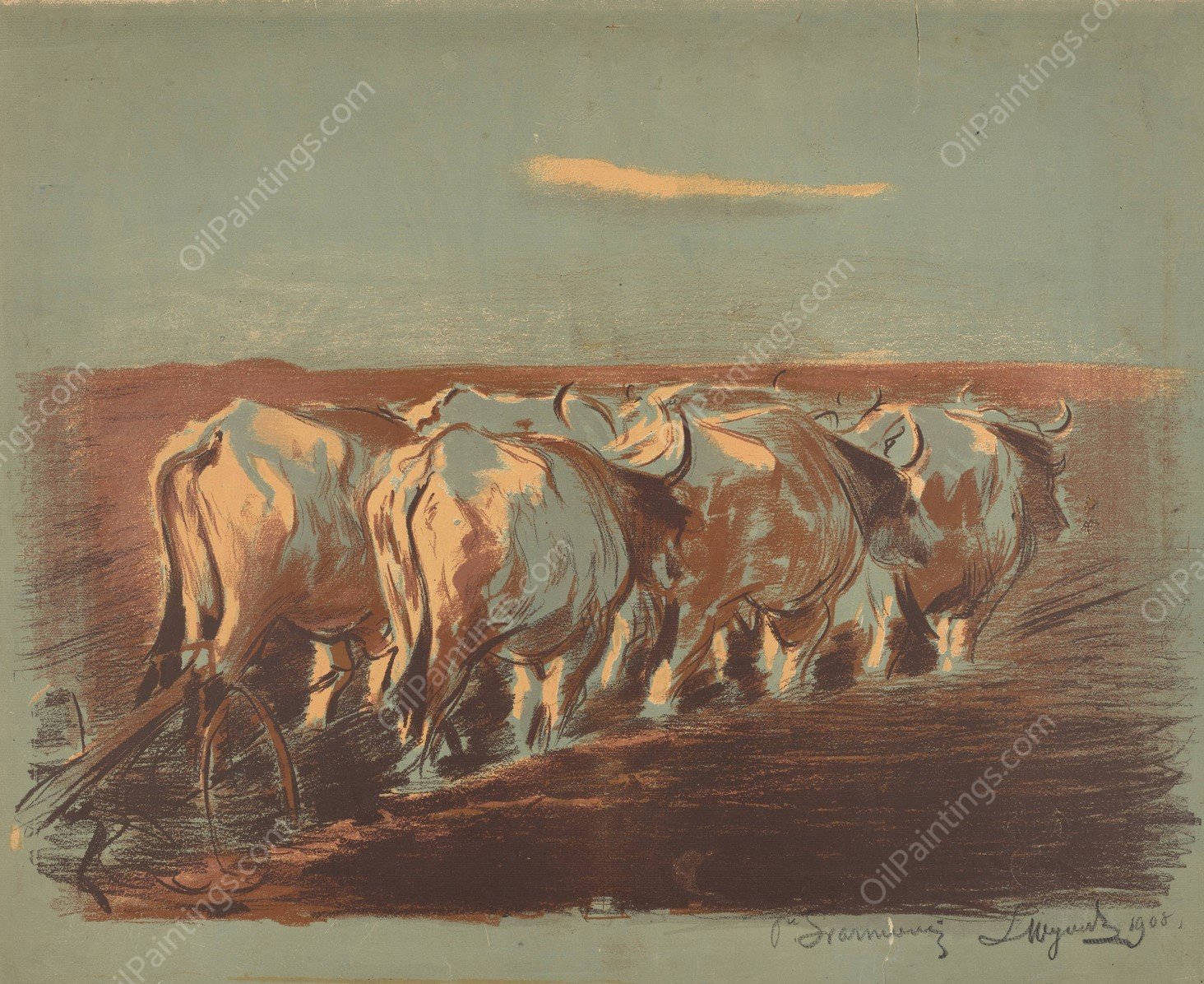 Orka na Ukrainie  by Leon Wyczolkowski - Hand-Painted Oil Painting Reproduction