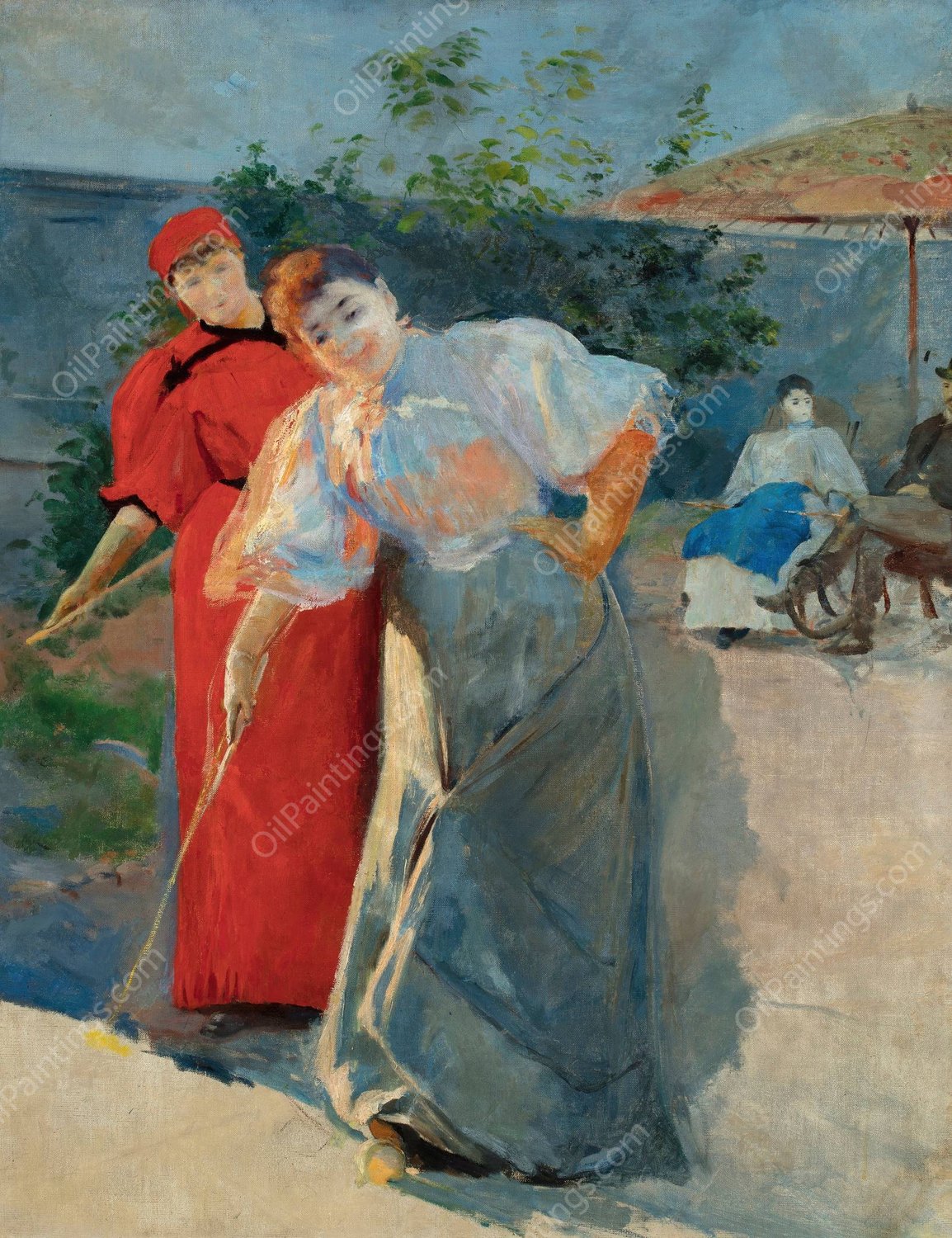 Playing Croquet  by Leon Wyczolkowski - Hand-Painted Oil Painting Reproduction