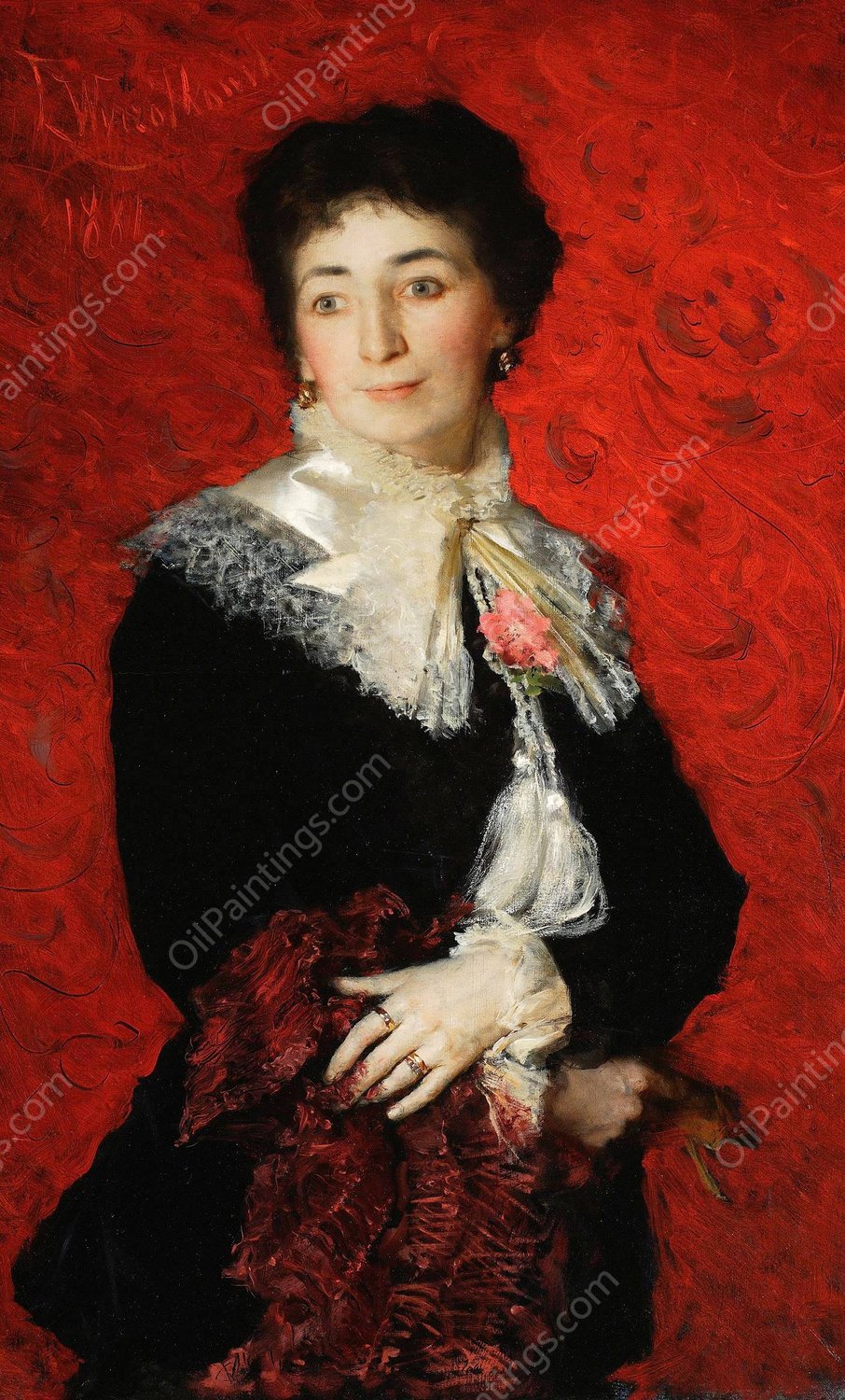 Portrait of a lady  by Leon Wyczolkowski - Hand-Painted Oil Painting Reproduction
