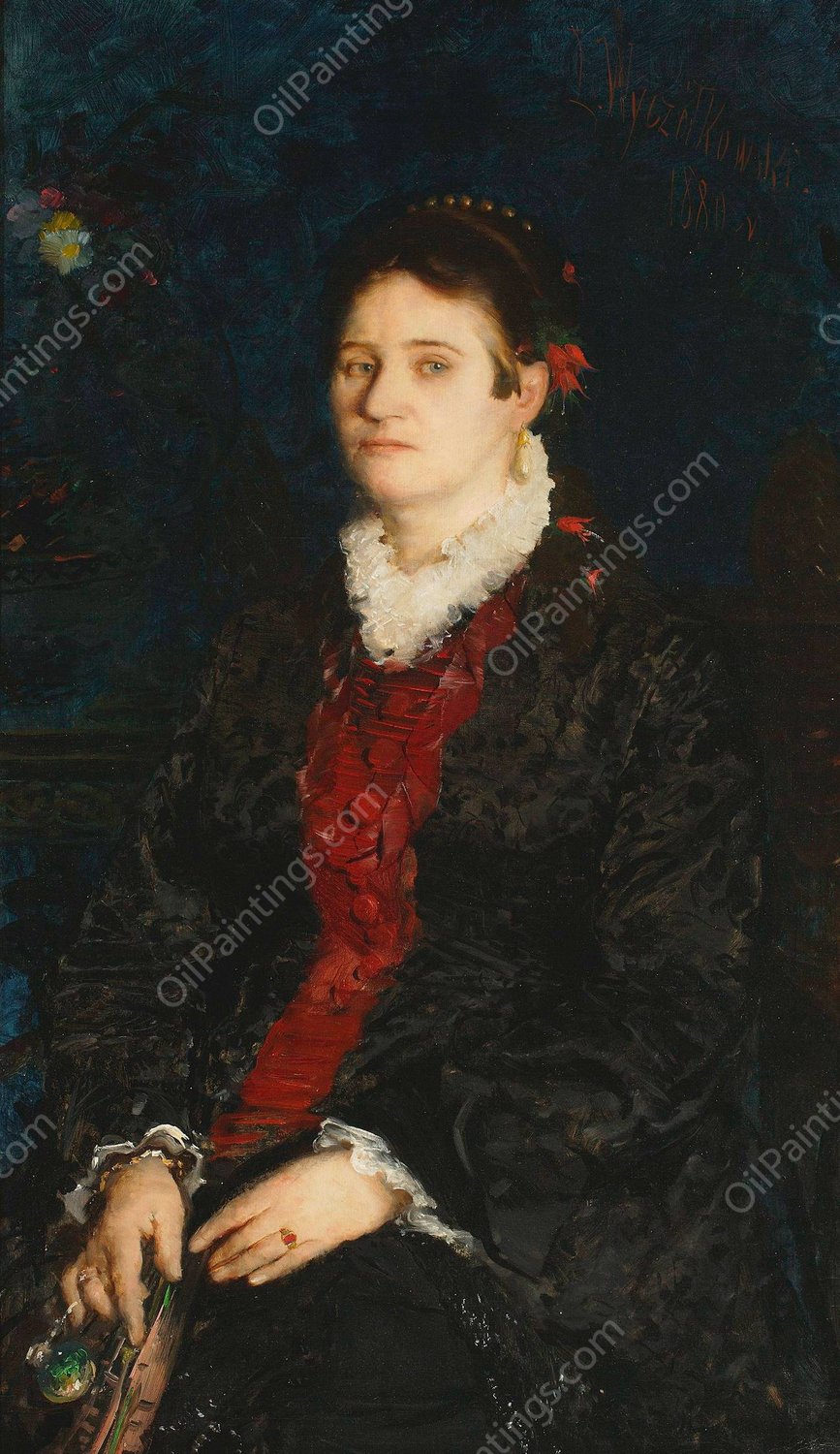 Portrait of a woman  by Leon Wyczolkowski - Hand-Painted Oil Painting Reproduction