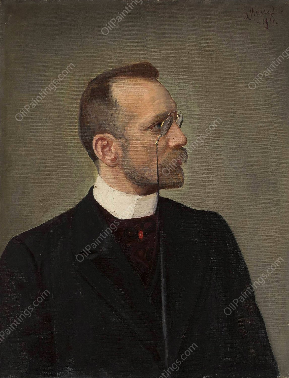 Portrait of Mikolaj Brzeski  by Leon Wyczolkowski - Hand-Painted Oil Painting Reproduction