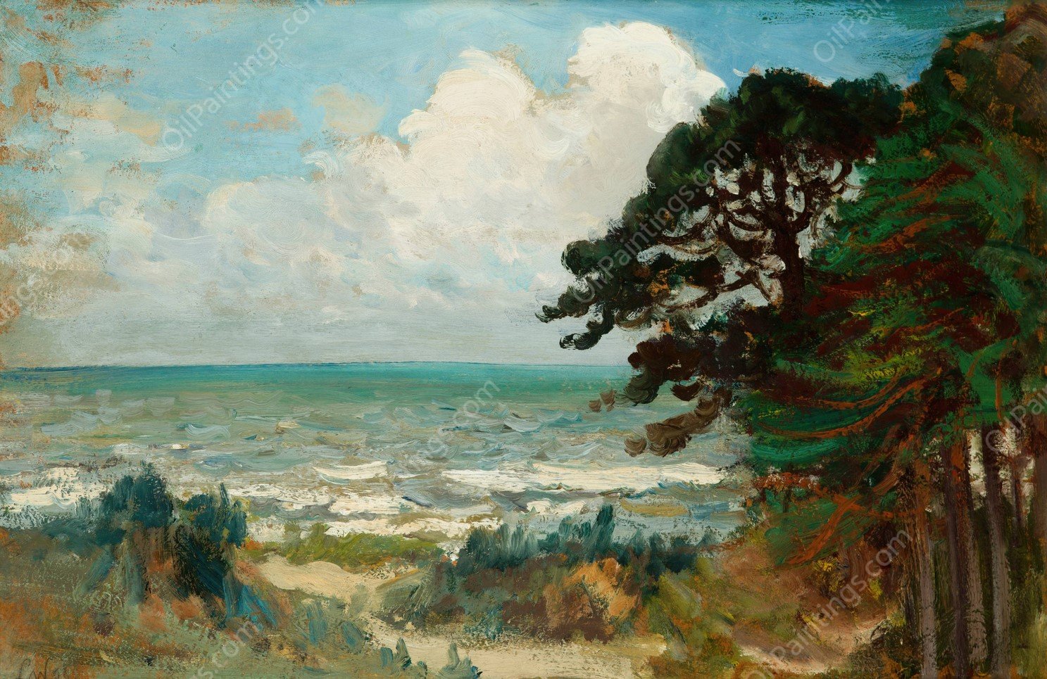 Sea at Polaga V  by Leon Wyczolkowski - Hand-Painted Oil Painting Reproduction