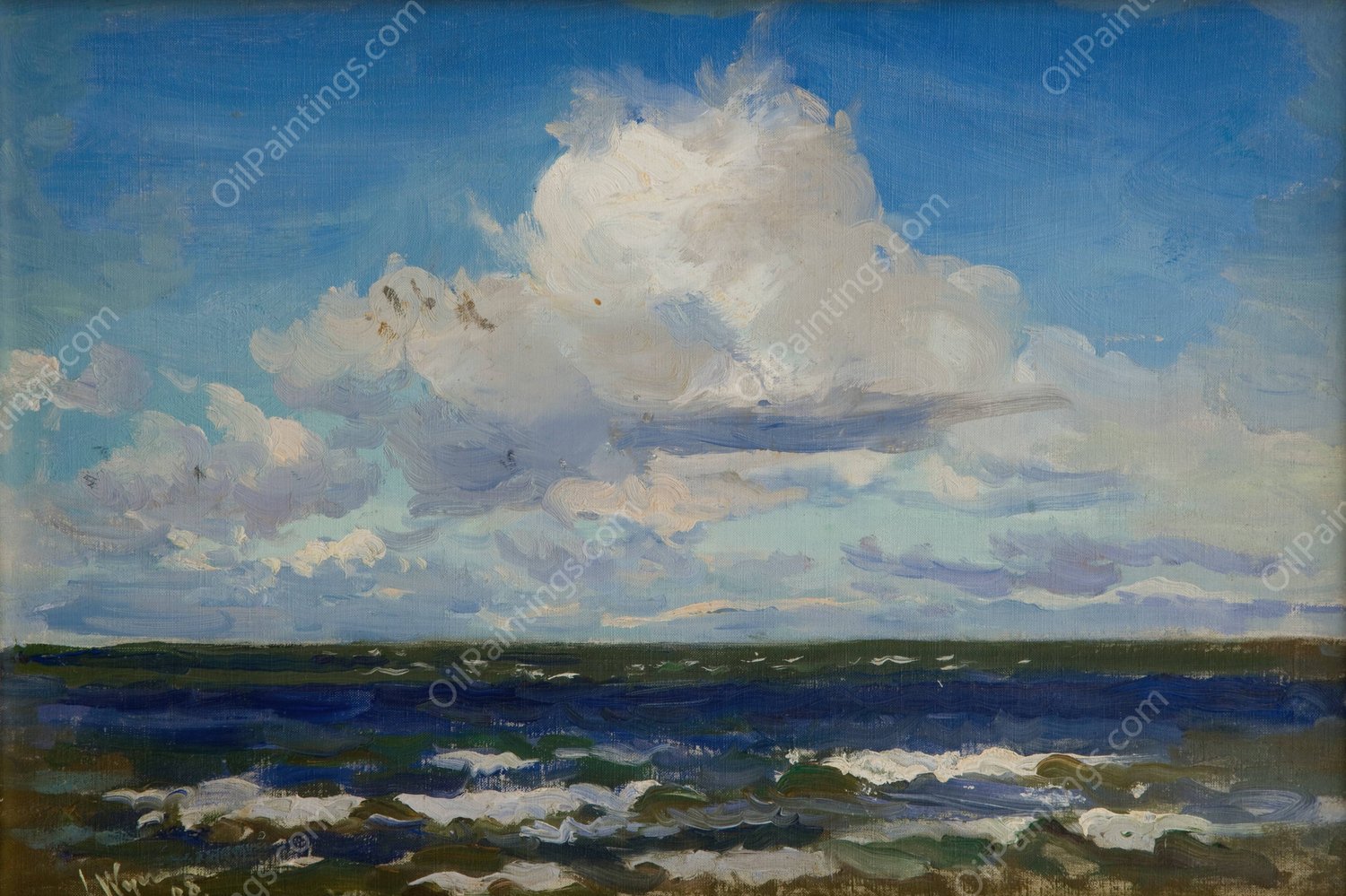 Sea at Polaga  by Leon Wyczolkowski - Hand-Painted Oil Painting Reproduction