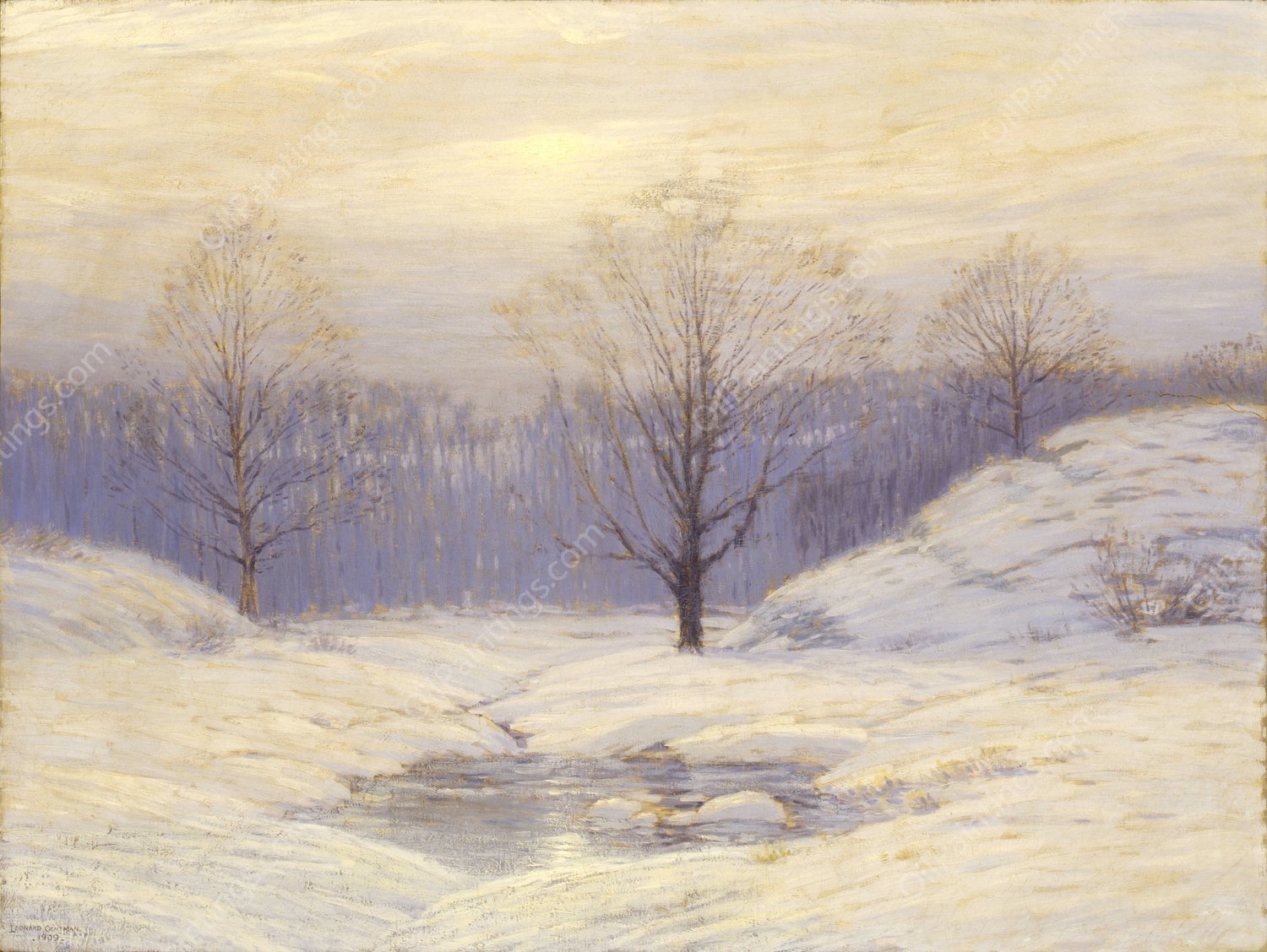 Morning Haze  by Leonard Ochtman - Hand-Painted Oil Painting Reproduction