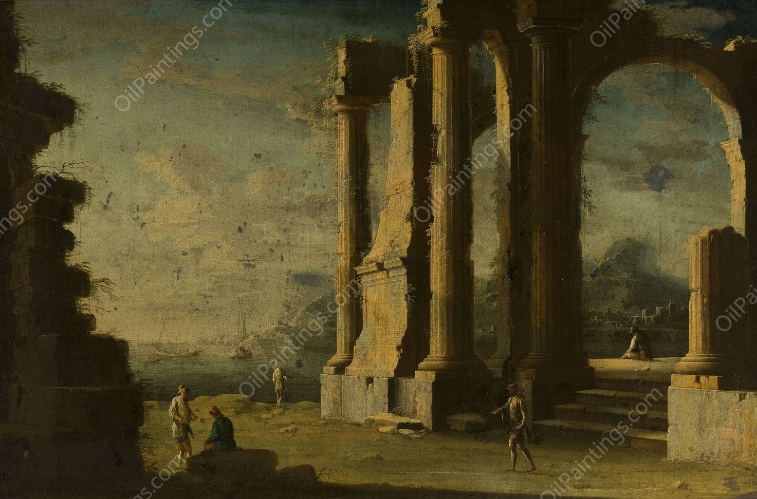 Sea Bay by Leonardo Coccorante - Hand-Painted Oil Painting Reproduction