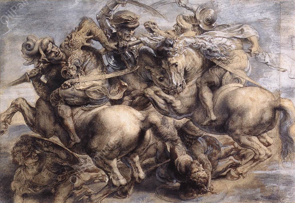 The Battle of Anghiari by Leonardo Da Vinci - Hand-Painted Oil Painting Reproduction