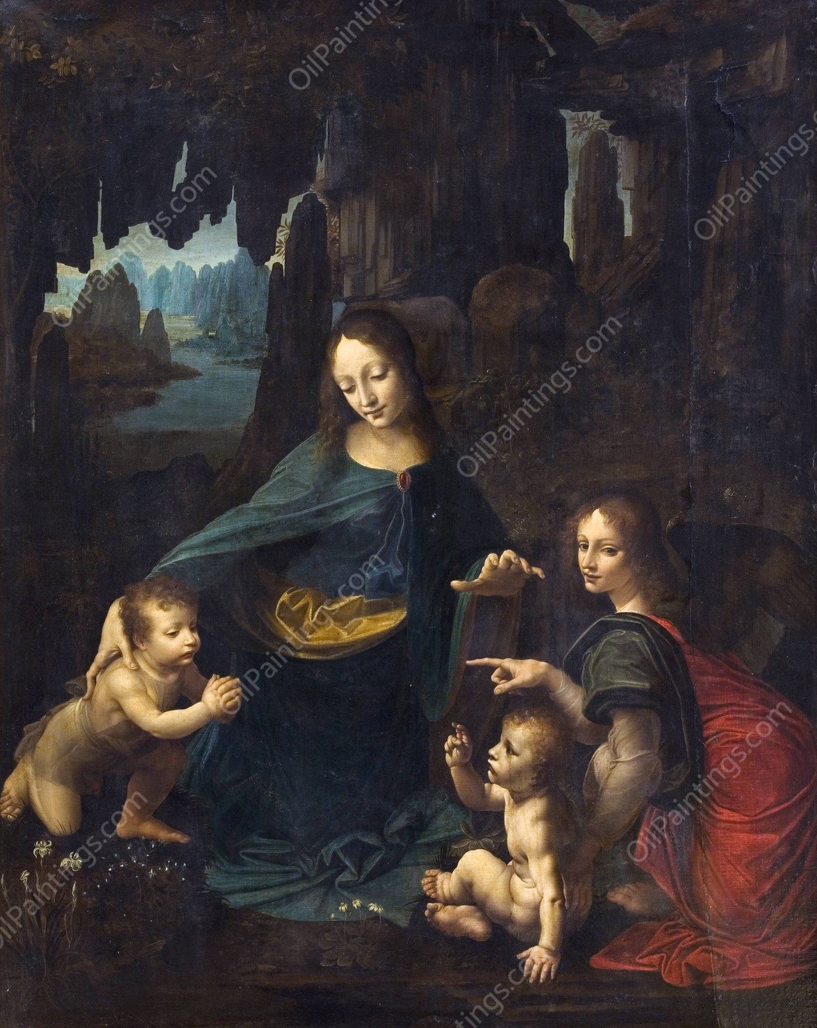 The Virgin of the Rocks  by Leonardo Da Vinci - Hand-Painted Oil Painting Reproduction