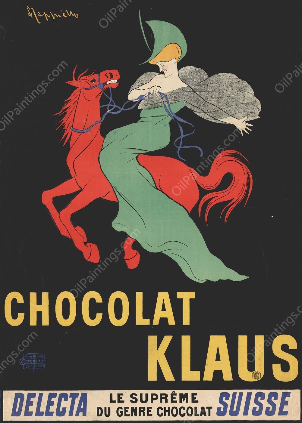 Chocolat Klaus  by Leonetto Cappiello - Hand-Painted Oil Painting Reproduction