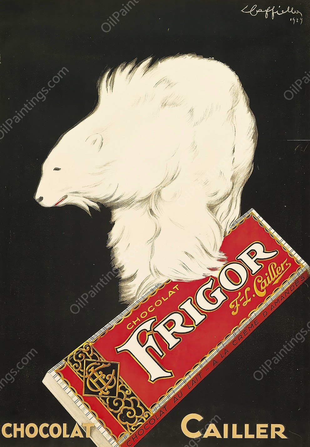 Frigor, Chocolat Cailler  by Leonetto Cappiello - Hand-Painted Oil Painting Reproduction